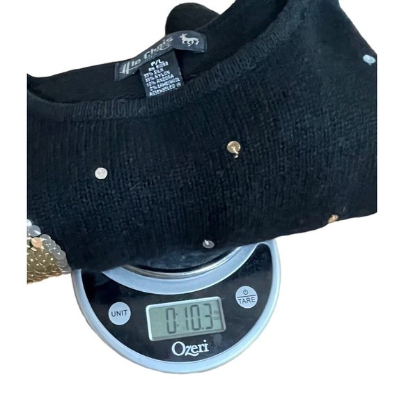 Le Chois Vintage Sweater Pullover Sequin Hearts‎ Petite L Silk Angora Lambs wool - Picture 11 of 11